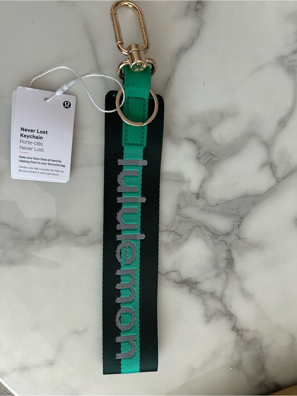 lululemon athletica Never Lost Keychain Strap in Green/Black